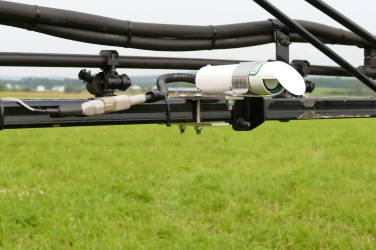 close up of Greentronics RiteHeight show on extended sprayer boom