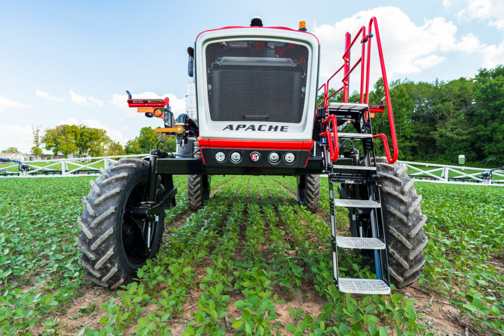 front of apache sprayer with ladder down